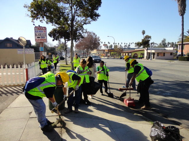 Pasadena Job Center workers beautifying the local area